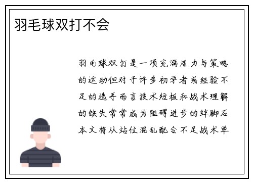羽毛球双打不会